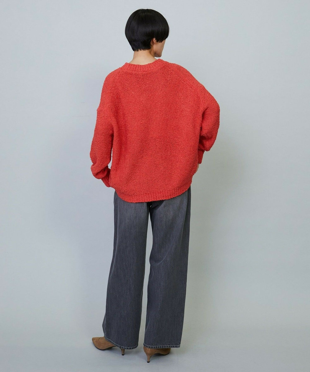 MOGA DALIA Vネックショートニットトップス コーラルピンク