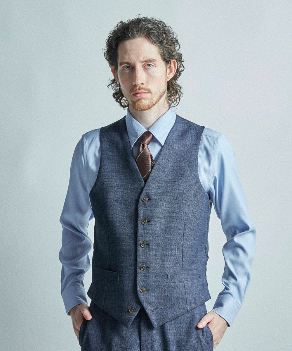 MEN'S BIGI ミックスヤーン/ポップサック リバーシブルベスト ネイビー