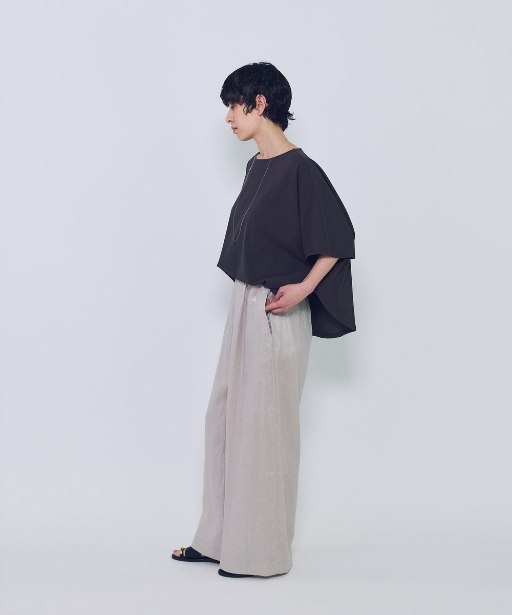 1er Arrondissement 【追加】フォイルプリントリネンパンツ シルバー
