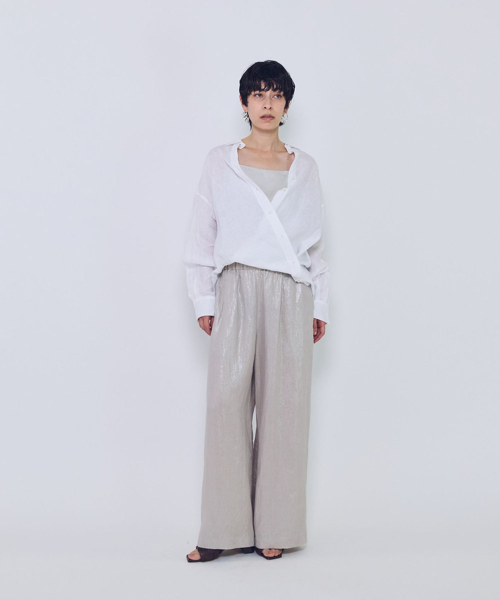 1er Arrondissement 【追加】フォイルプリントリネンパンツ シルバー