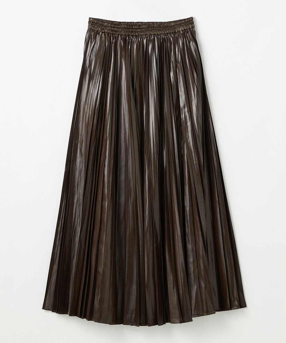 DÉPAREILLÉ FAUX LEATHER PLEATS SKIRT / フォーレザープリーツスカート ブラウン