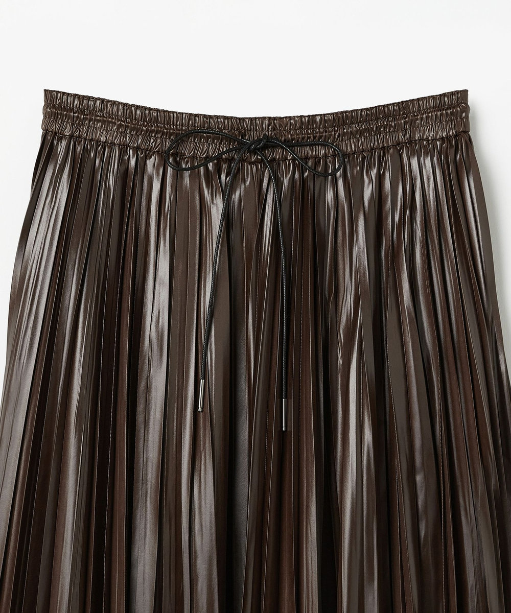 DÉPAREILLÉ FAUX LEATHER PLEATS SKIRT / フォーレザープリーツスカート ブラウン