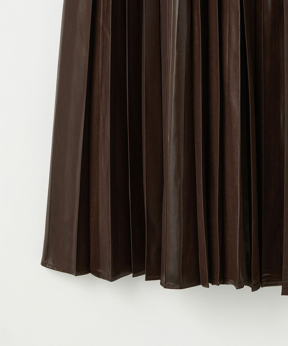 DÉPAREILLÉ FAUX LEATHER PLEATS SKIRT / フォーレザープリーツスカート ブラウン