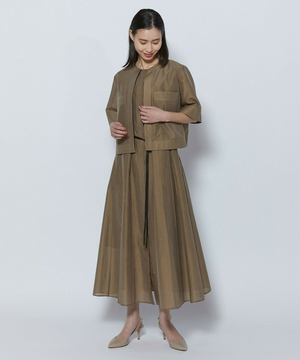 L'EQUIPE COUTURIER C/SEオーガンジーノーカラージャケット モカ