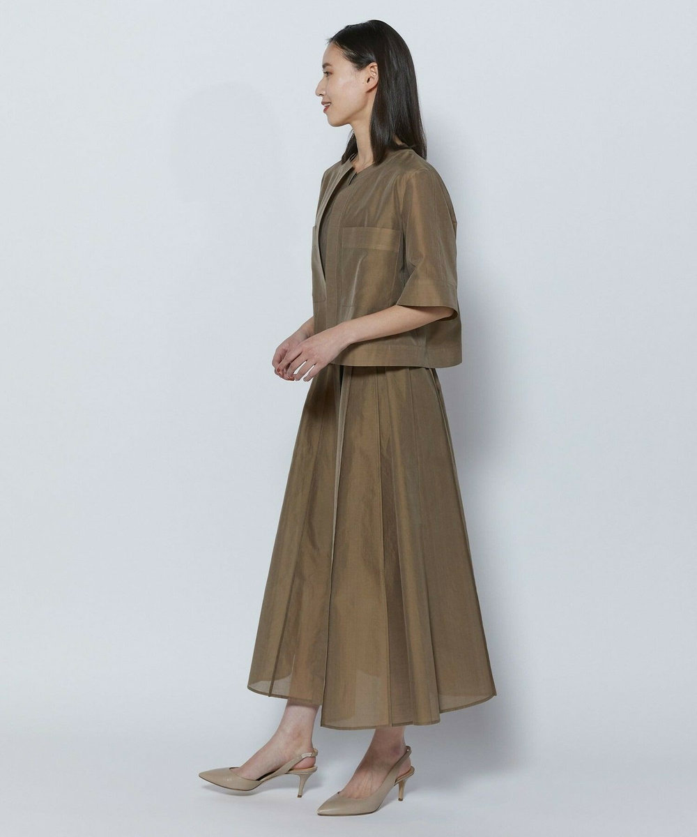 L'EQUIPE COUTURIER C/SEオーガンジーノーカラージャケット モカ