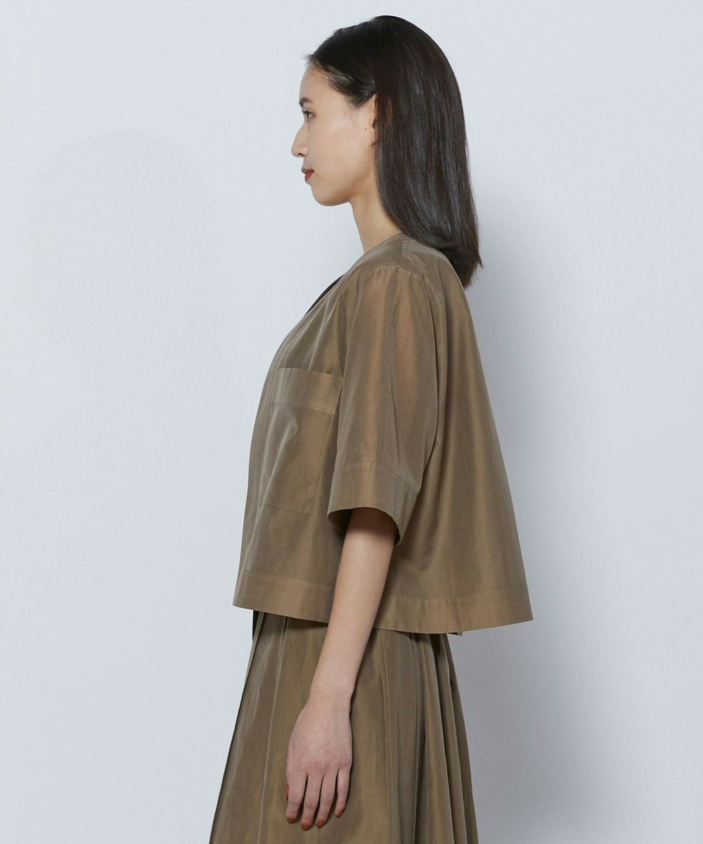 L'EQUIPE COUTURIER C/SEオーガンジーノーカラージャケット モカ