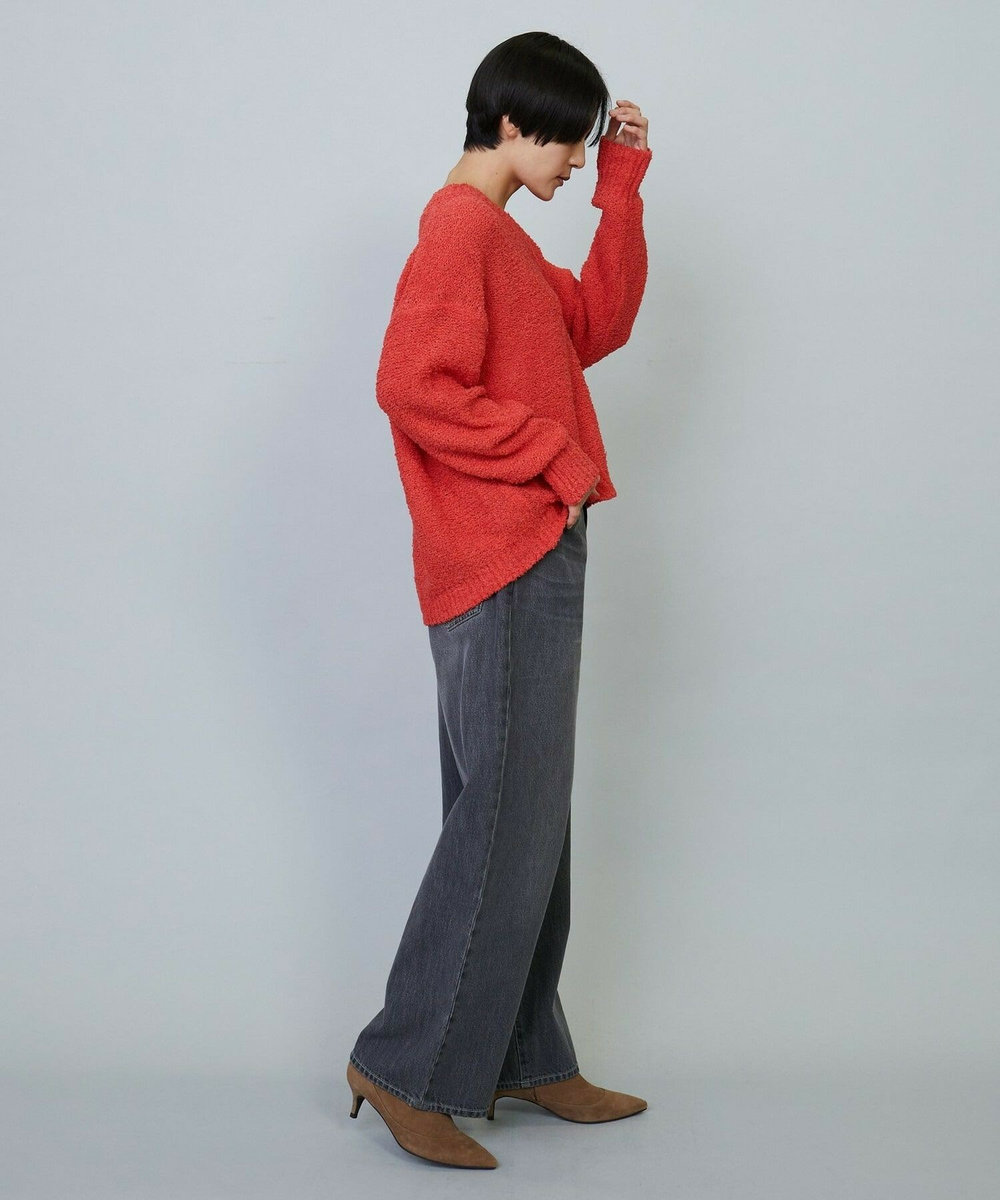 MOGA DALIA Vネックショートニットトップス コーラルピンク