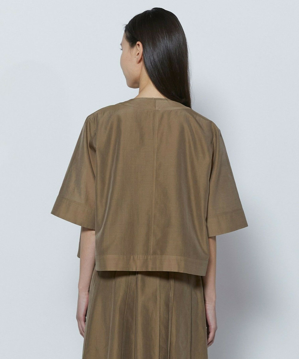 L'EQUIPE COUTURIER C/SEオーガンジーノーカラージャケット モカ