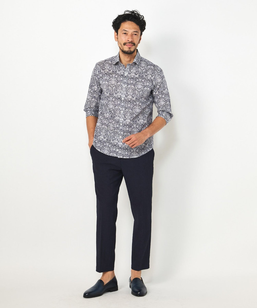 MEN'S BIGI 3Dサッカーストレッチアンクル丈イージーパンツ ネイビー