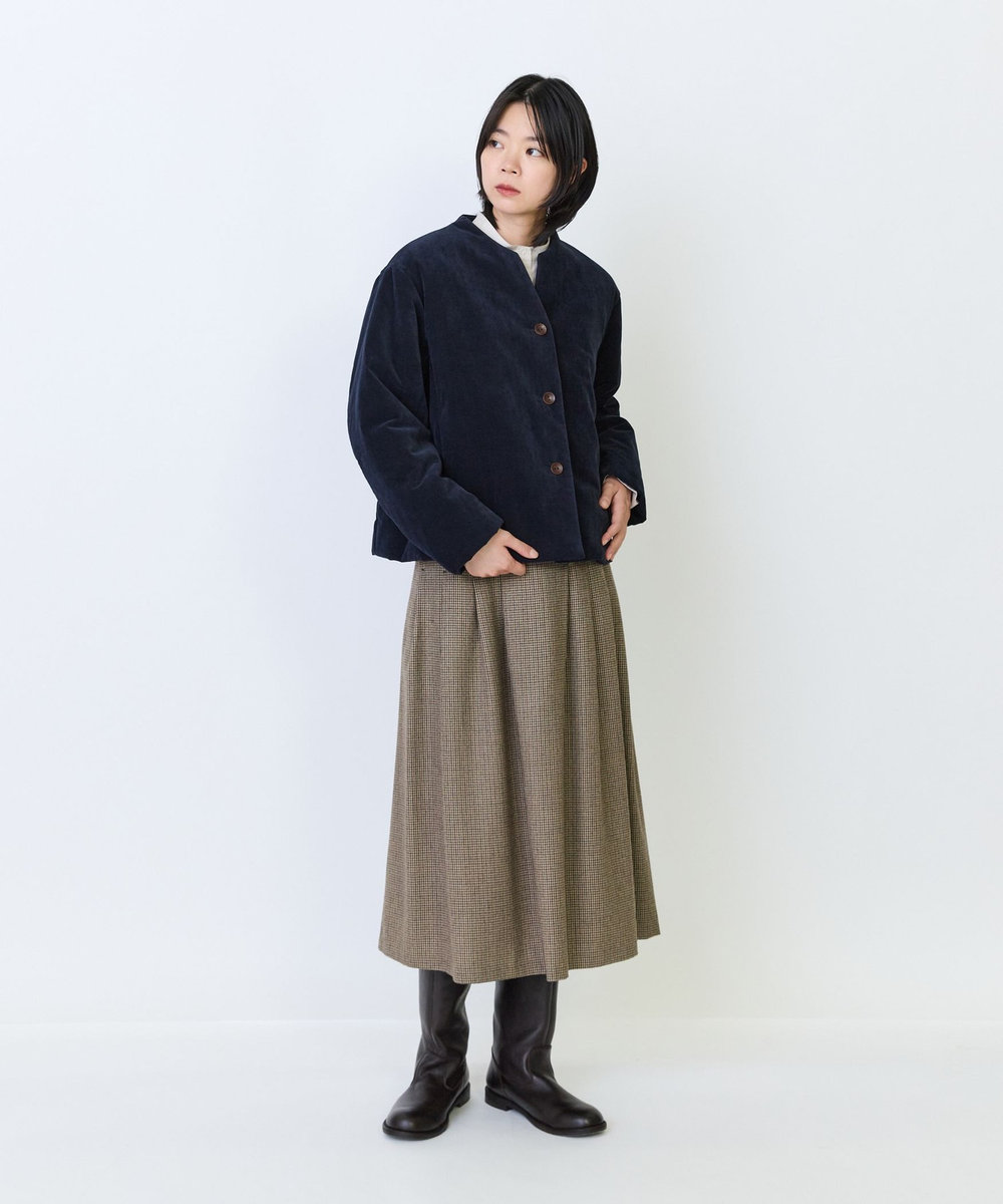 LOISIR シャンブレーベルベットパディングジャケット ネイビー