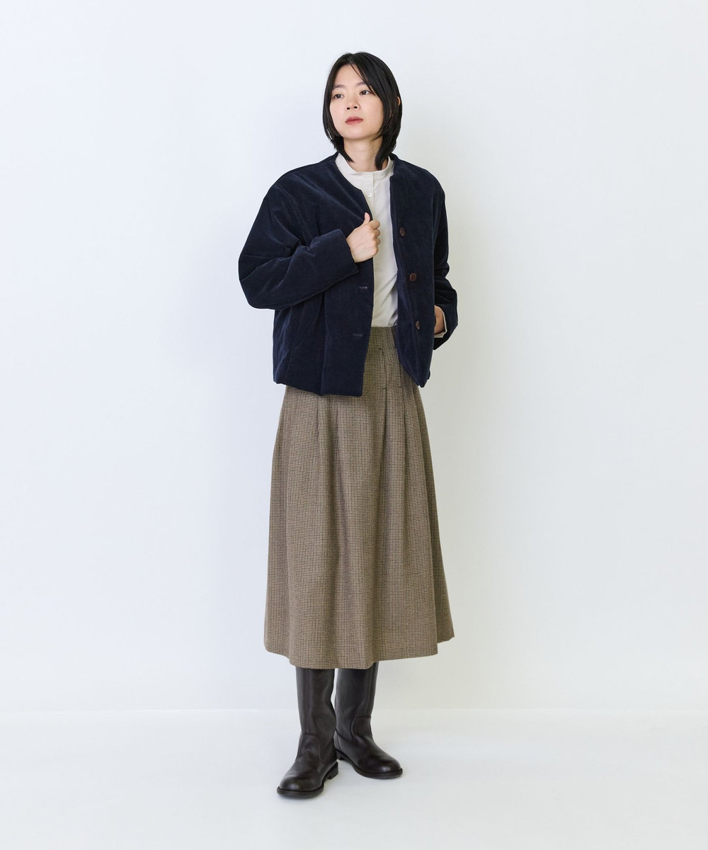 LOISIR シャンブレーベルベットパディングジャケット ネイビー