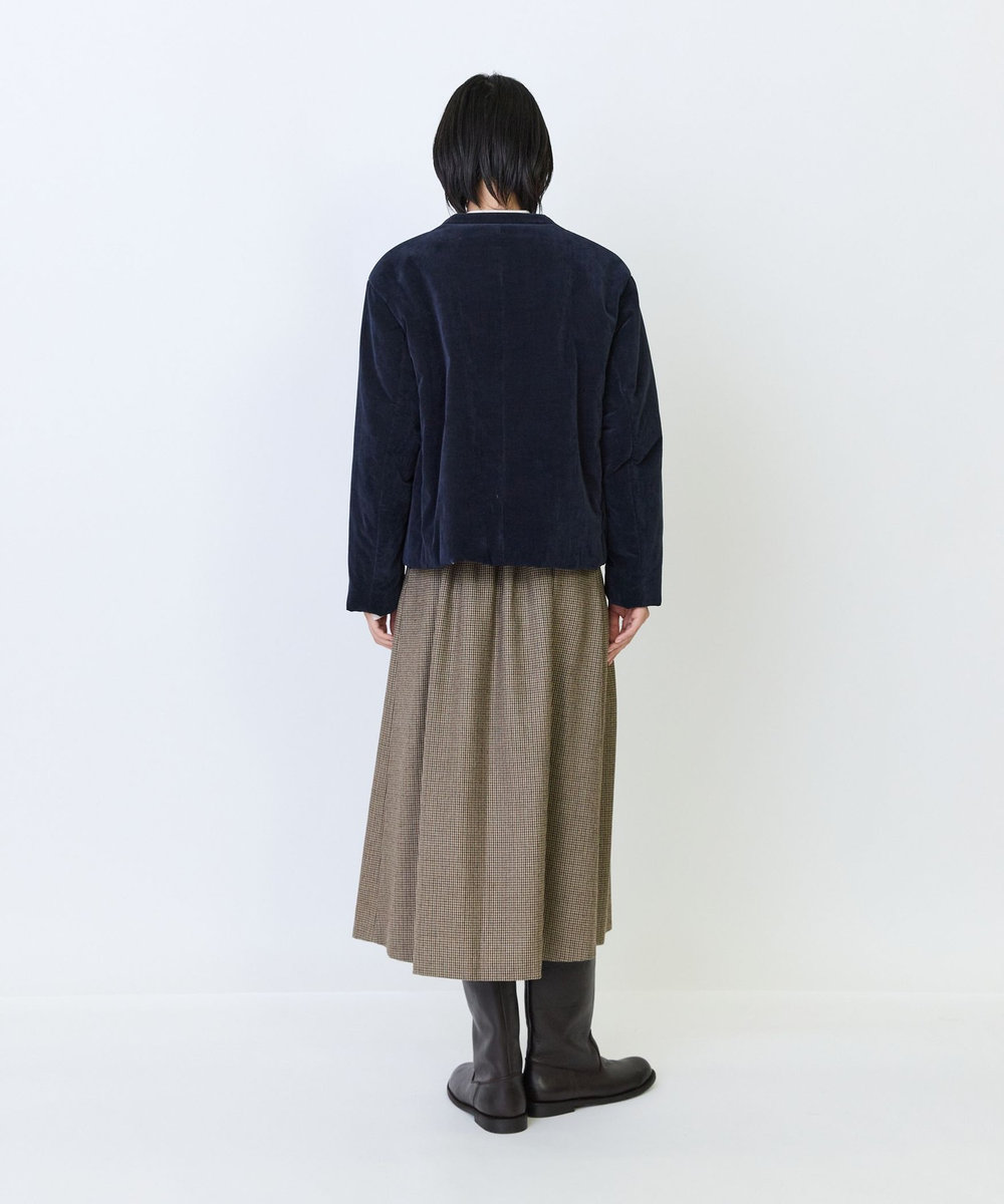 LOISIR シャンブレーベルベットパディングジャケット ネイビー
