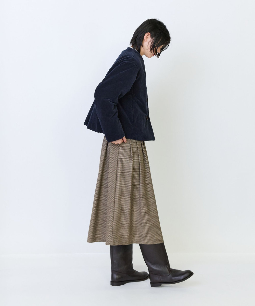 LOISIR シャンブレーベルベットパディングジャケット ネイビー