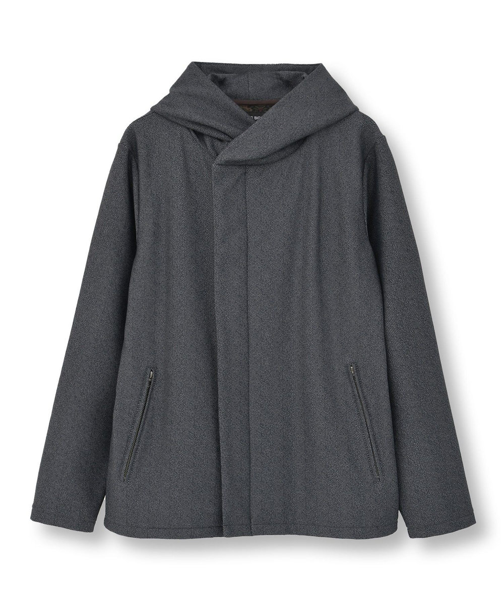 MEN'S BIGI ヒートパフォーマー ヘリンボーンプリント フードパーカー グレー系その他