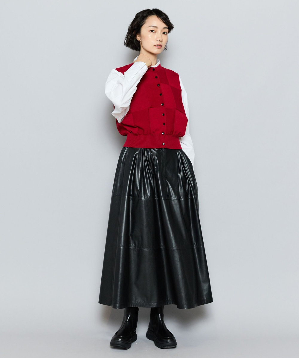 L'EQUIPE GREEN メリノウールニットベスト ボルドー