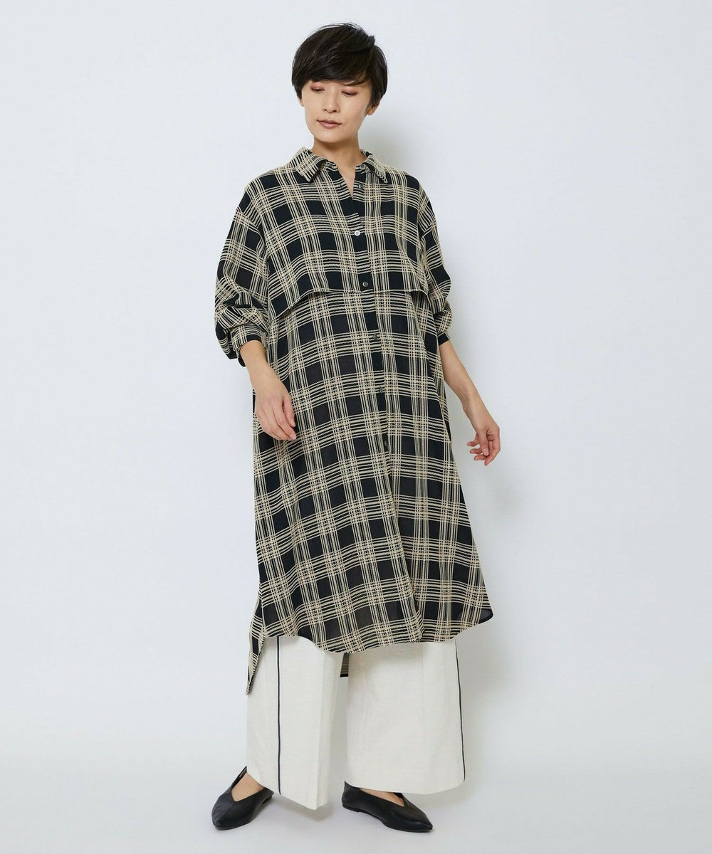 MOGA Collection MOGA Collection ジョーゼットチェックシャツワンピース ブラック