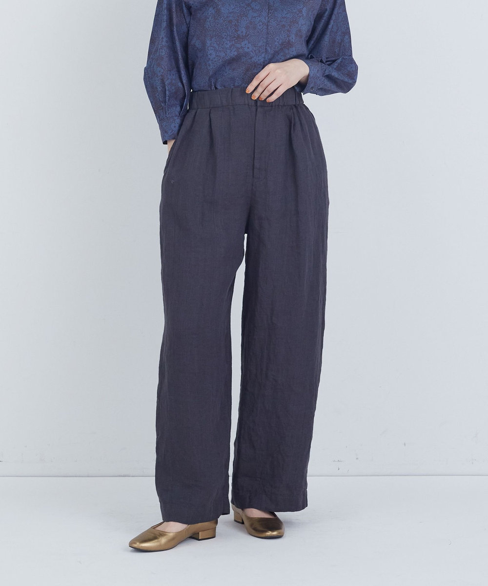 ADIEU TRISTESSE リネンワンタックストレートパンツ チャコールグレー