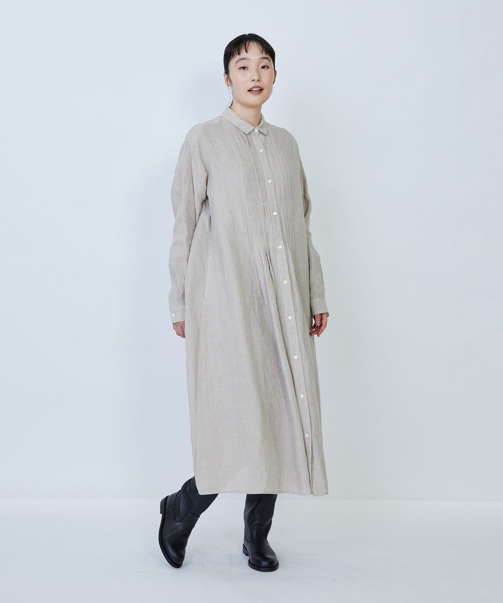 LOISIR グランジリネンシャツワンピース キナリ