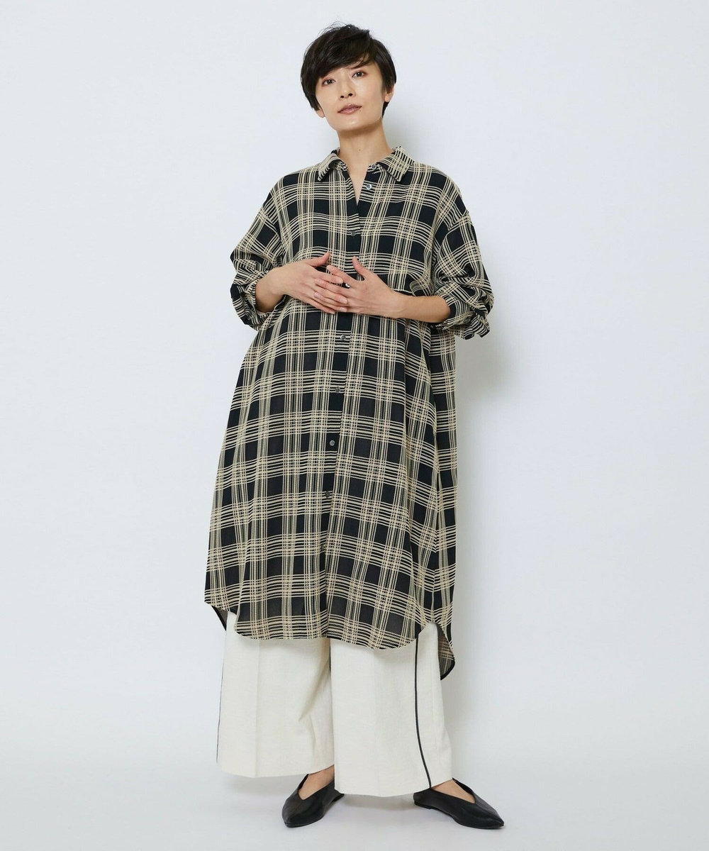MOGA Collection MOGA Collection ジョーゼットチェックシャツワンピース ブラック