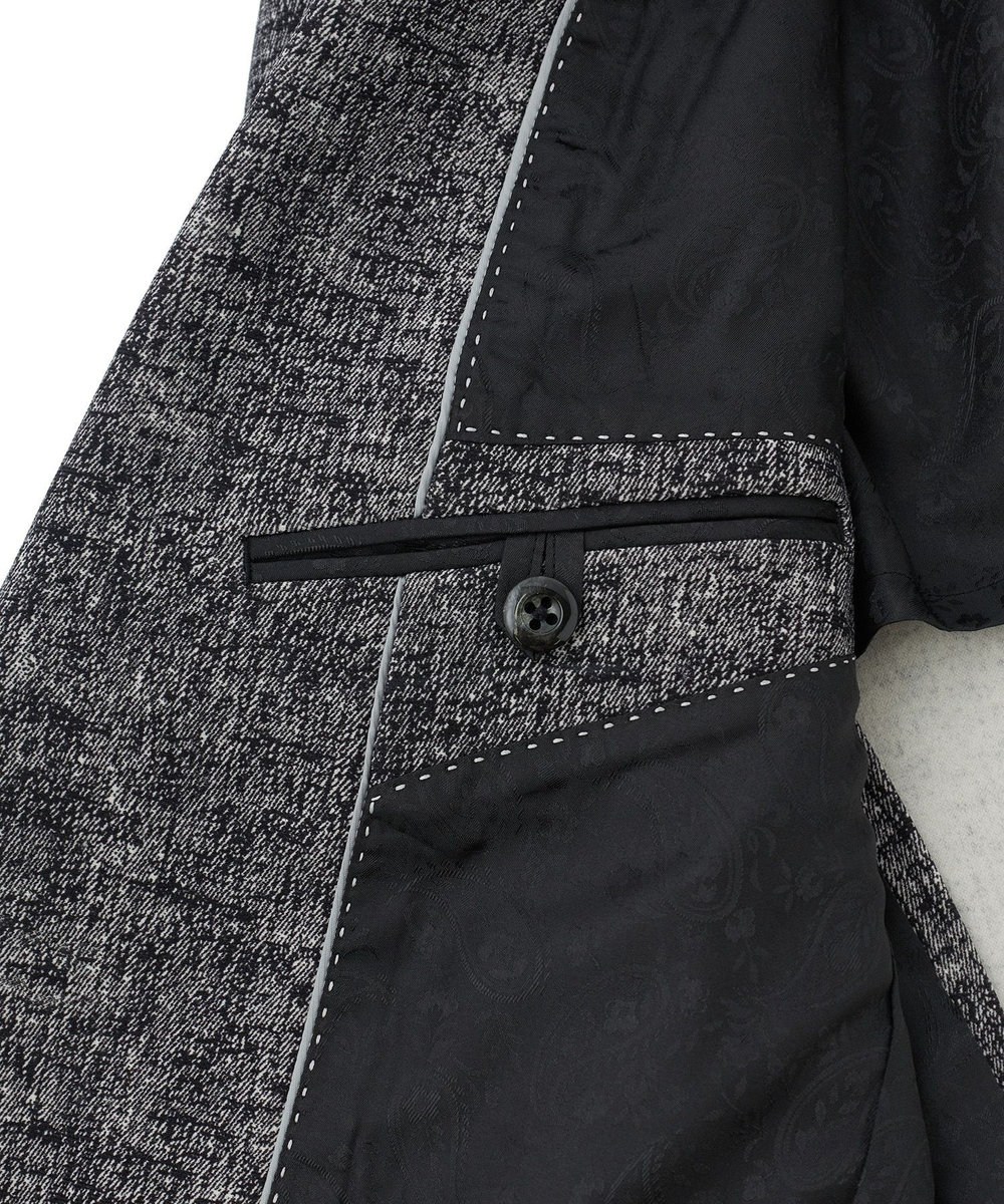 MEN'S BIGI ヒートパフォーマー ツイードプリント ストレッチジャケット［保温/ハイパワー2wayストレッチ］ ブラック