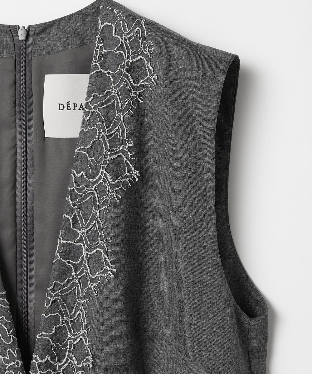 DÉPAREILLÉ VISCORSE WOOL LACE COMBINAISON / ヴィスコースウールレースコンビネゾン グレー
