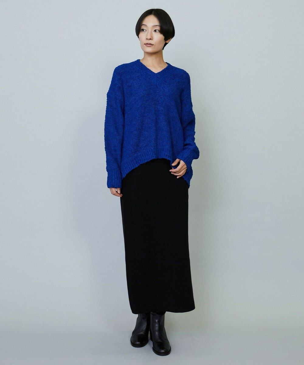 MOGA DALIA Vネックショートニットトップス ブルー