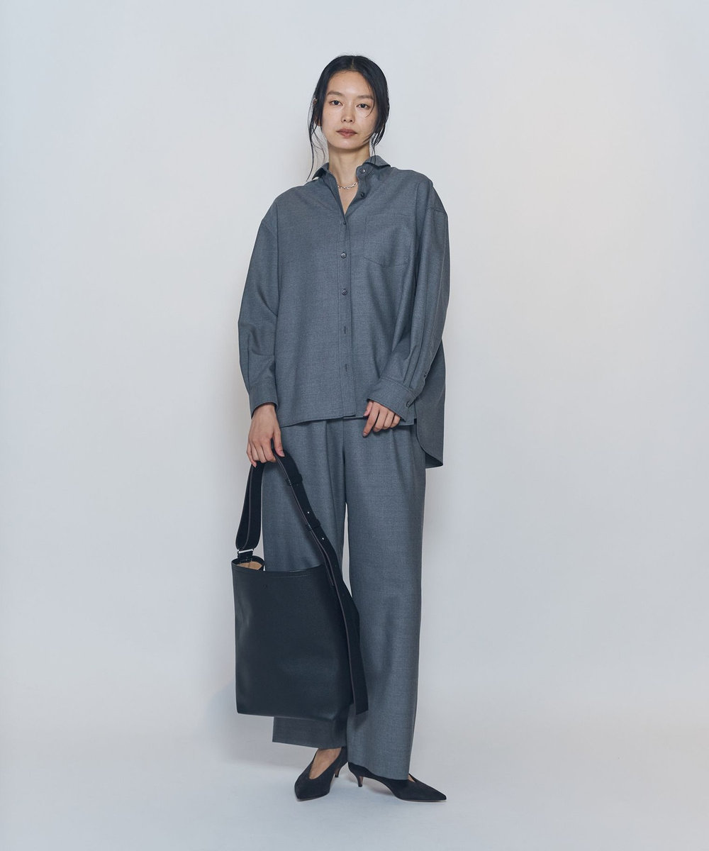 1er Arrondissement ミックスウールシャツ グレー