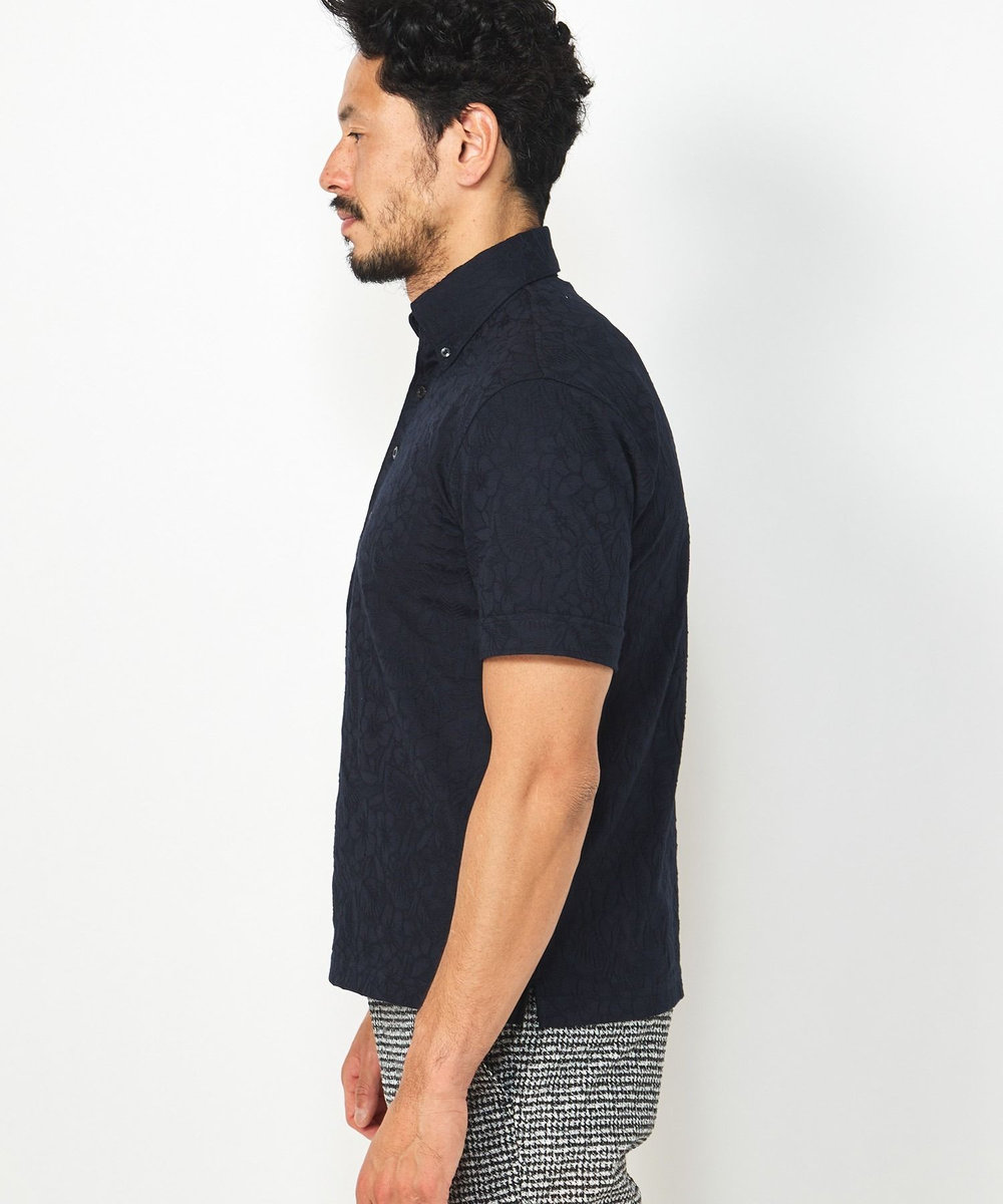 MEN'S BIGI 【COOL MAX】リンクスジャカードフラワー柄ポロシャツ ネイビー