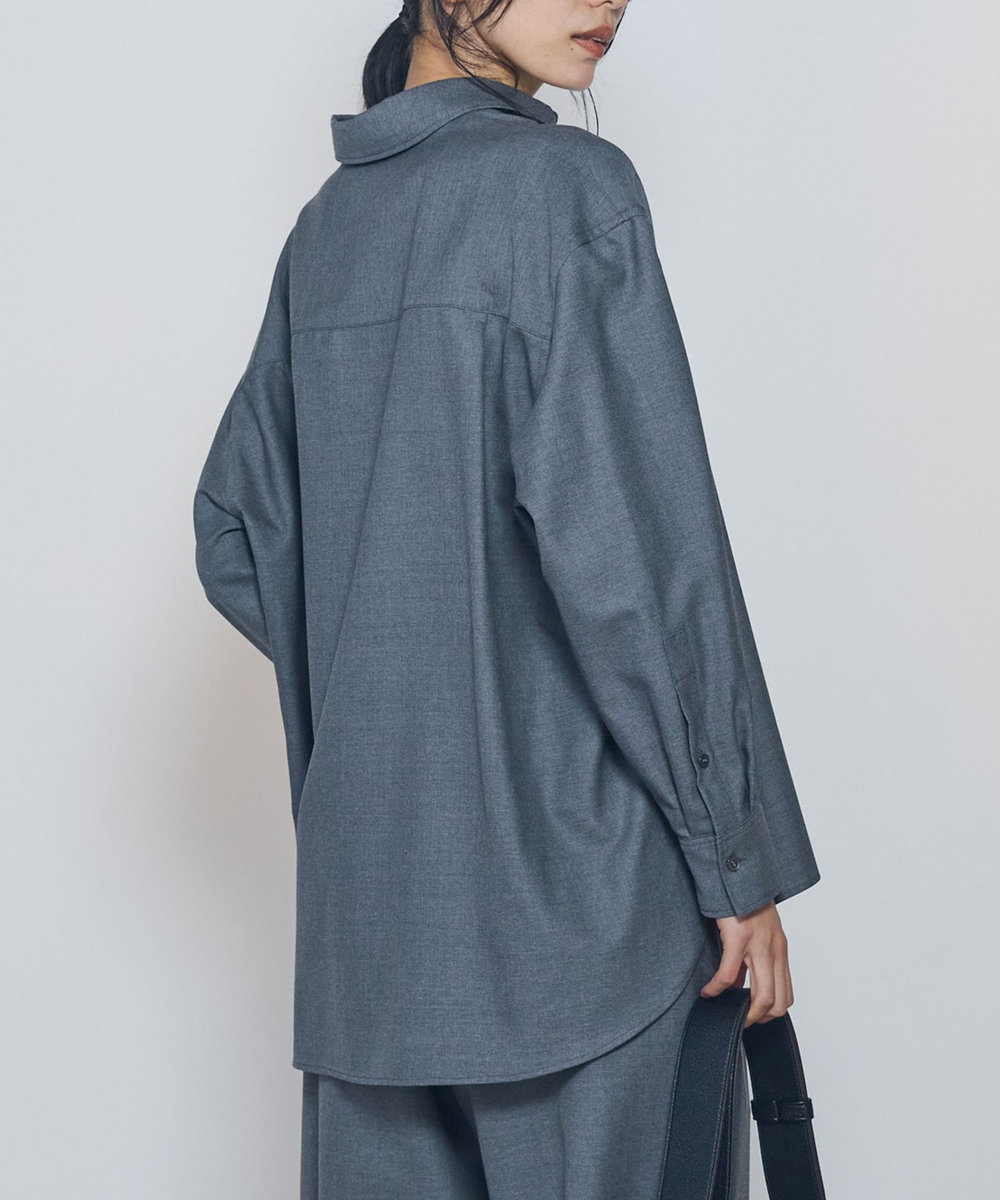 1er Arrondissement ミックスウールシャツ グレー