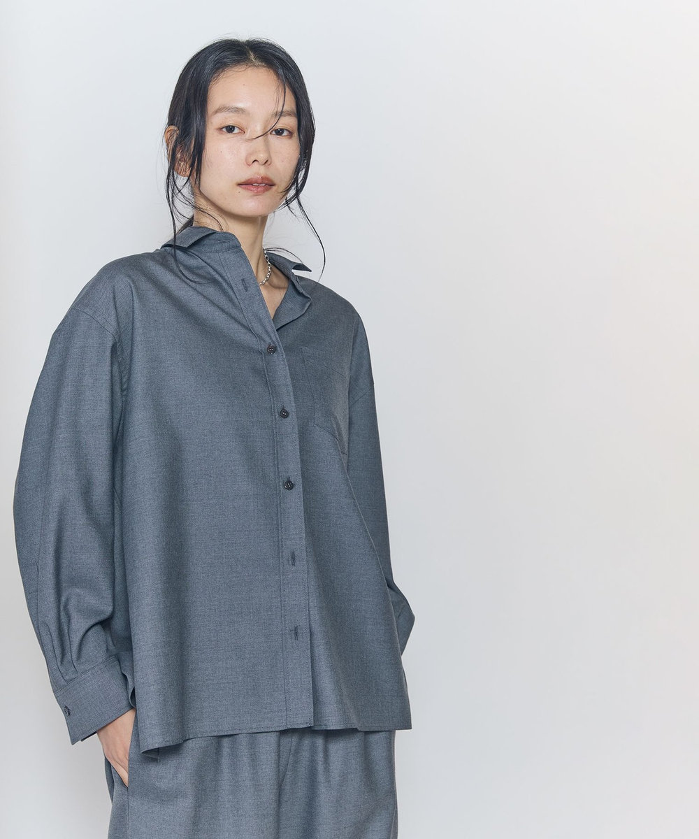 1er Arrondissement ミックスウールシャツ グレー
