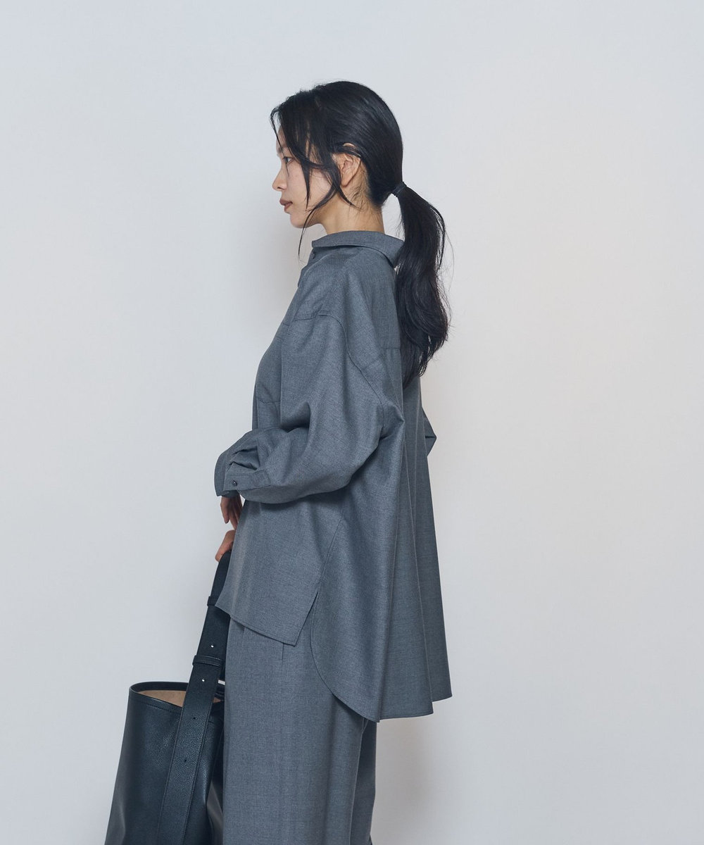 1er Arrondissement ミックスウールシャツ グレー