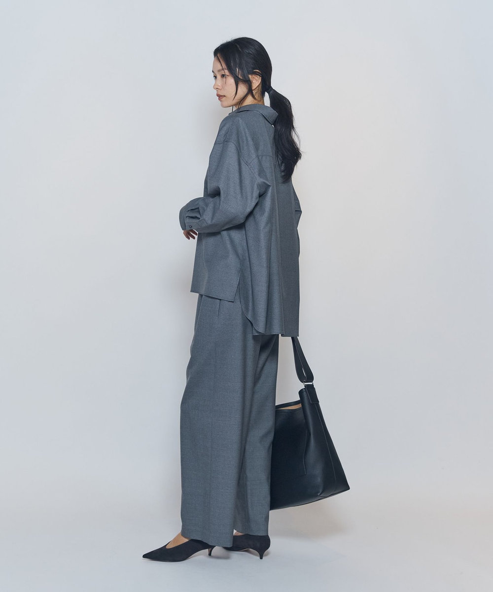 1er Arrondissement ミックスウールシャツ グレー