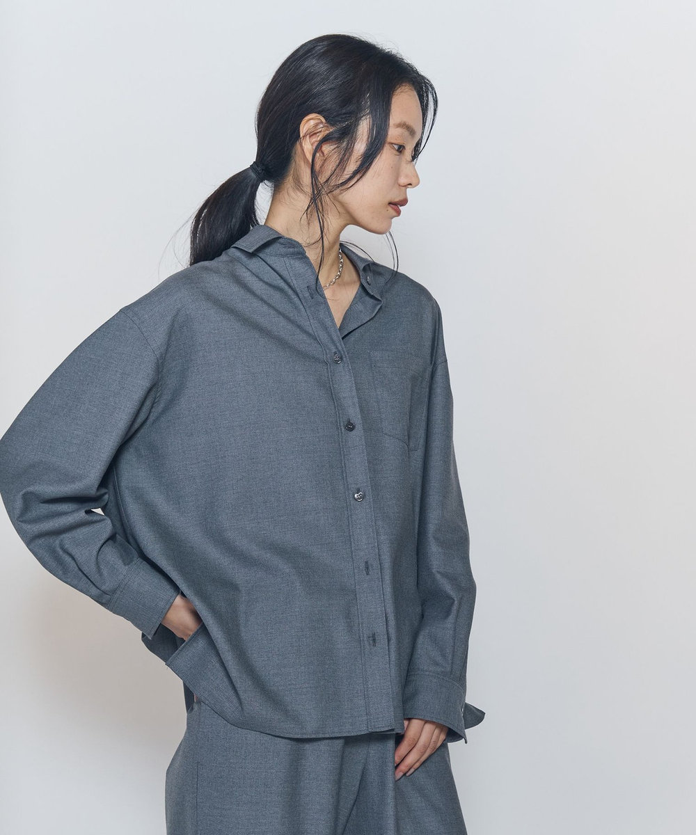 1er Arrondissement ミックスウールシャツ グレー