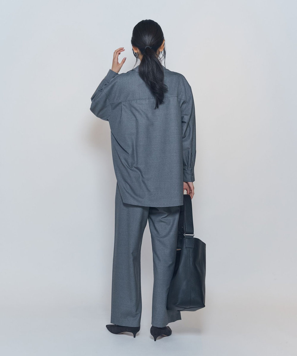 1er Arrondissement ミックスウールシャツ グレー