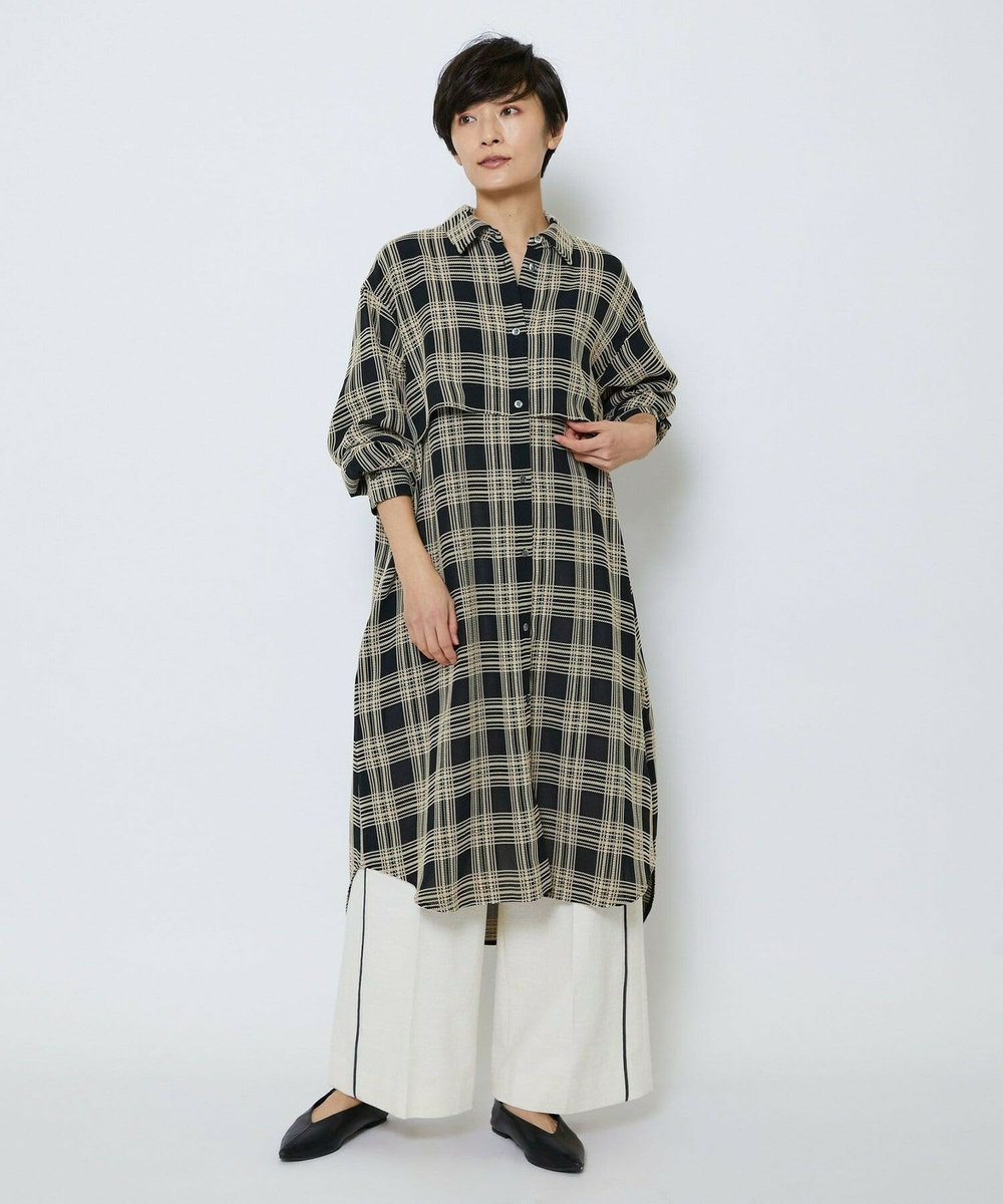 MOGA Collection MOGA Collection ジョーゼットチェックシャツワンピース ブラック