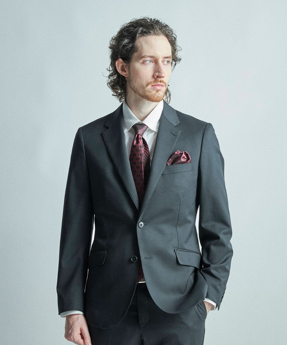 MEN'S BIGI アーガイル柄シルクチーフ ボルドー