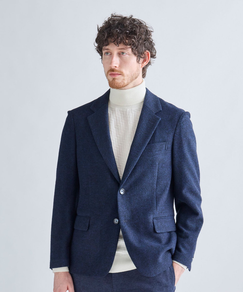 MEN'S BIGI Lanificio Romaウールジャージライクジャケット ネイビー
