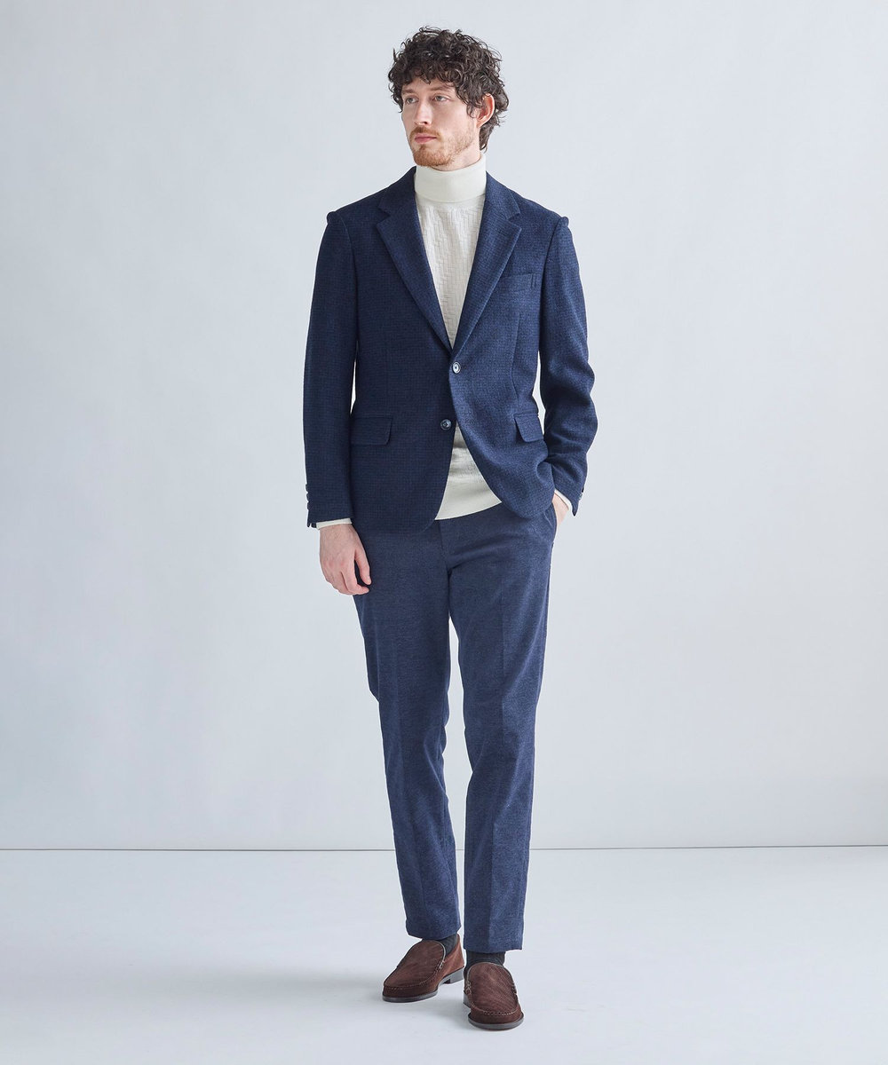 MEN'S BIGI Lanificio Romaウールジャージライクジャケット ネイビー