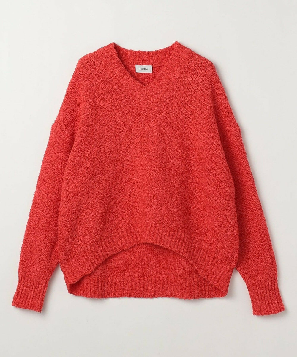 MOGA DALIA Vネックショートニットトップス コーラルピンク