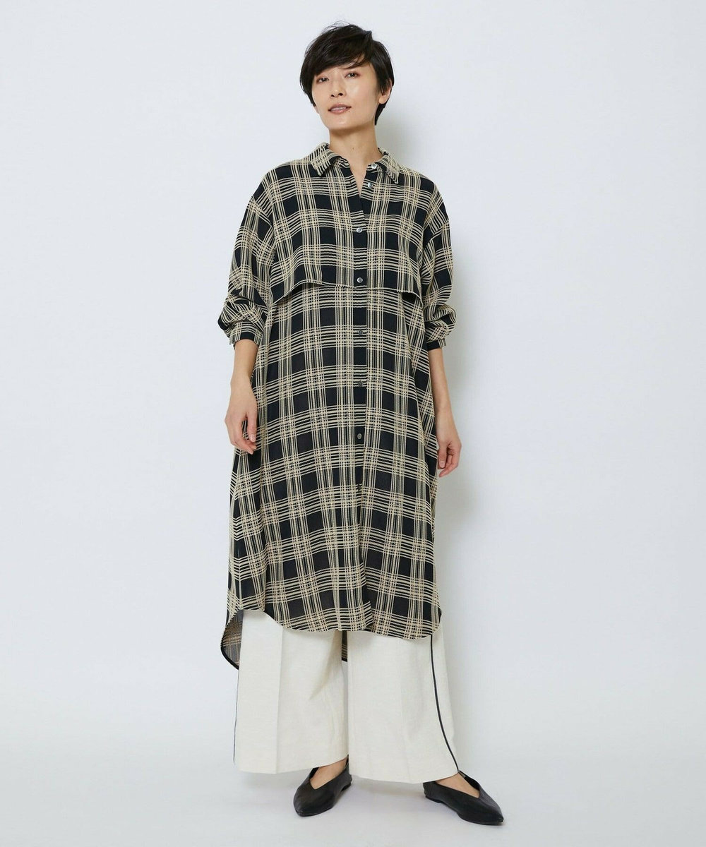MOGA Collection MOGA Collection ジョーゼットチェックシャツワンピース ブラック