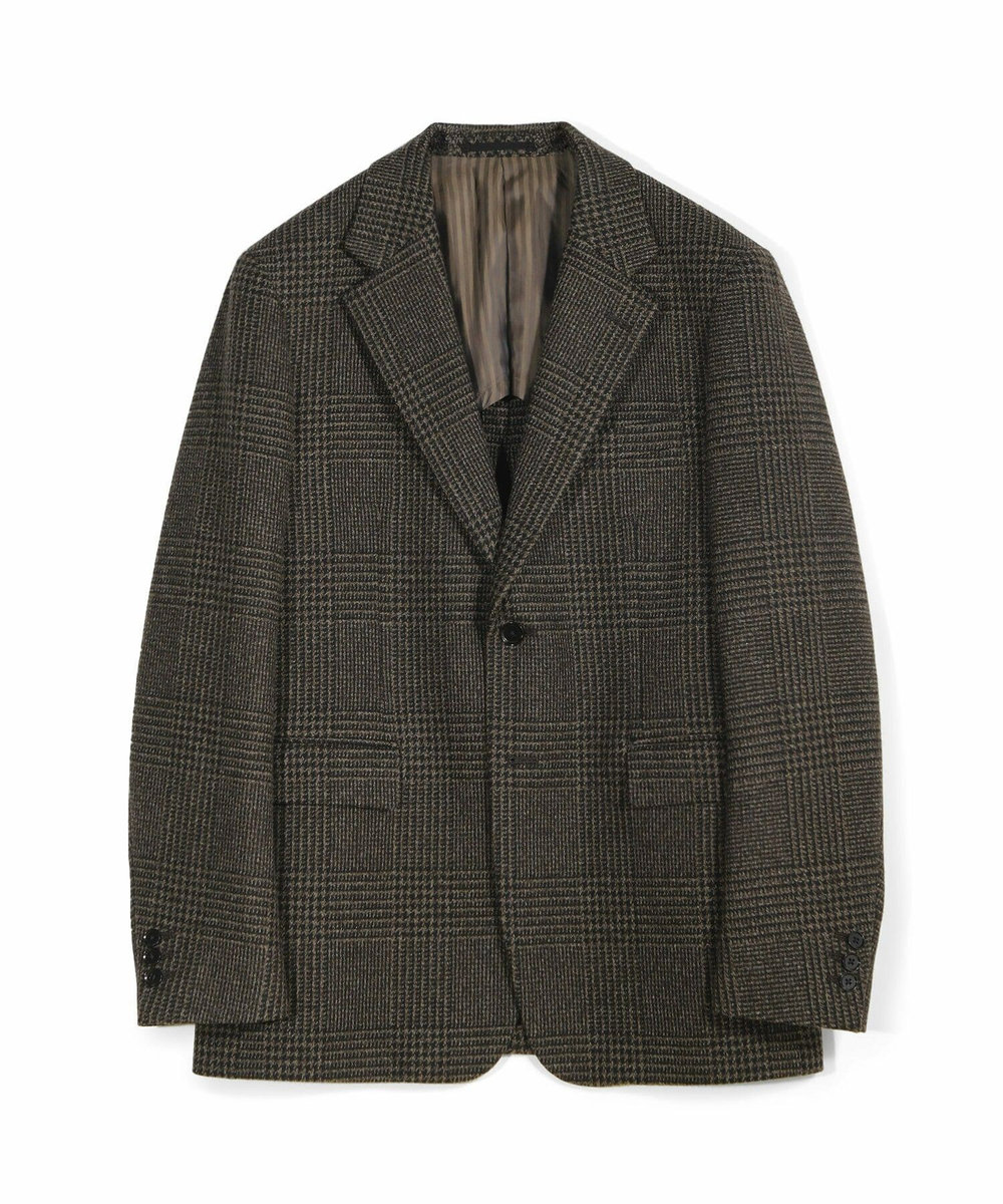 MEN'S BIGI ウールグレンチェック テーラードジャケット ブラウン