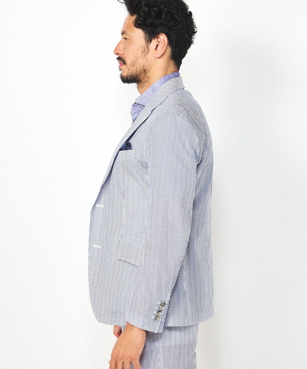 MEN'S BIGI 【ACTIVE TAILOR】3Dサッカープリントテーラードジャケット<セットアップ対応> ブルー系その他