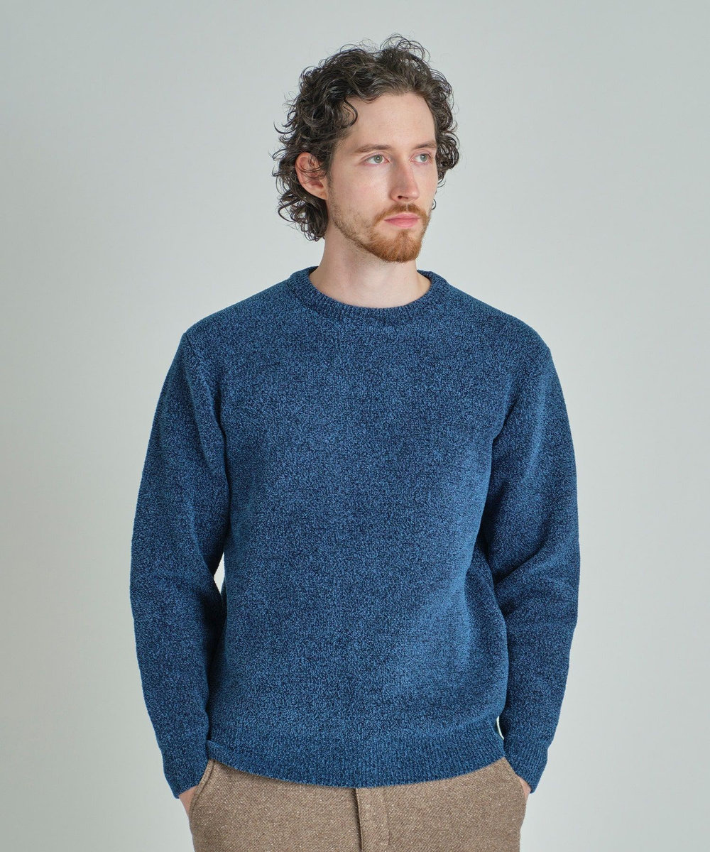 MEN'S BIGI メランジ調モールニット ネイビー