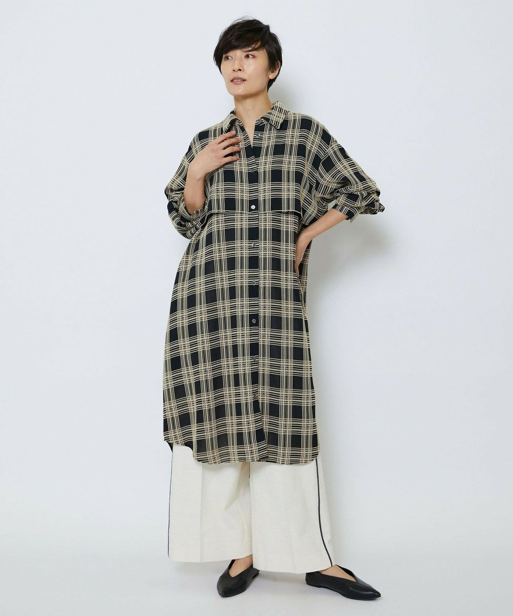 MOGA Collection MOGA Collection ジョーゼットチェックシャツワンピース ブラック