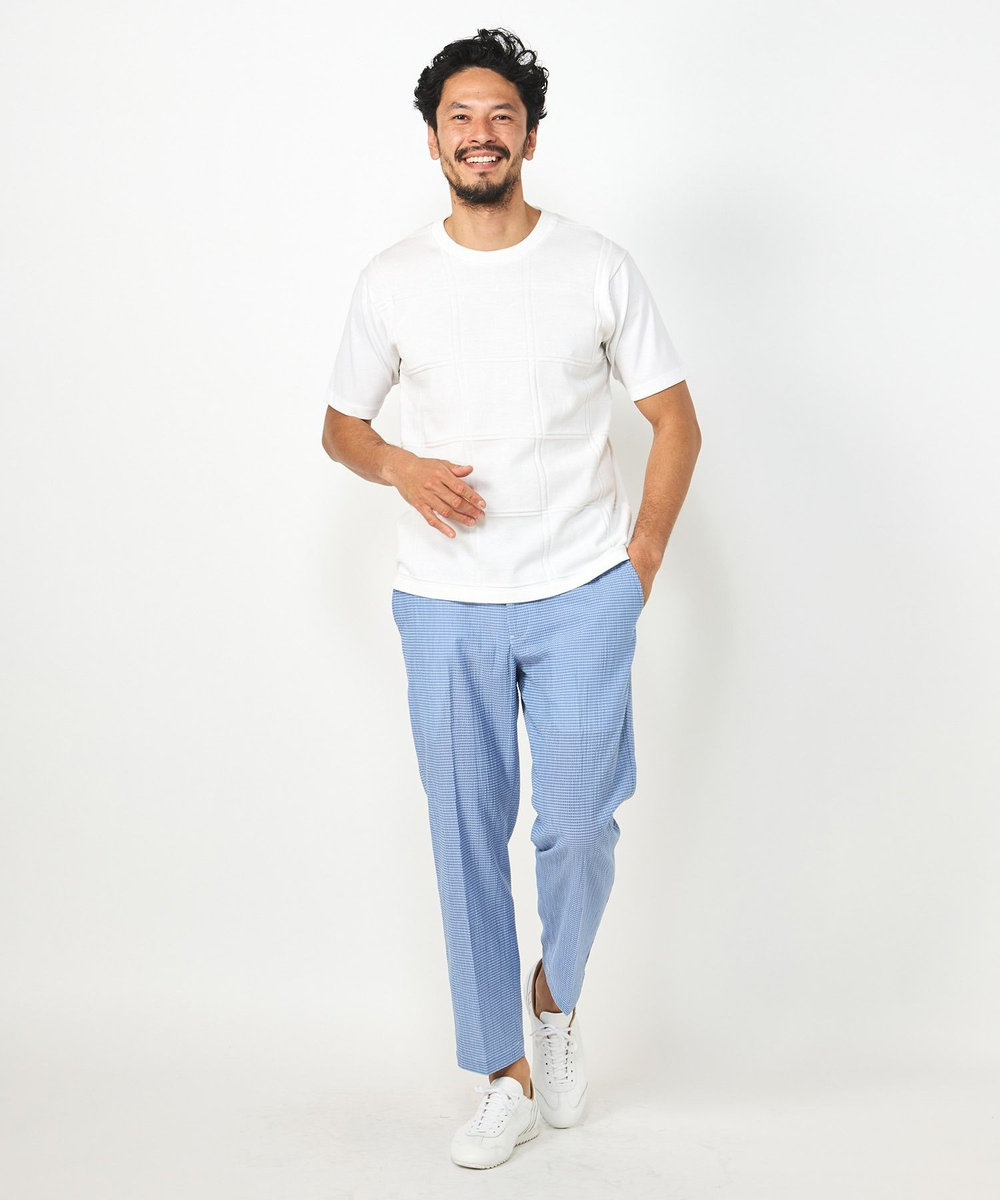 MEN'S BIGI 3Dサッカーストレッチアンクル丈イージーパンツ サックスブルー
