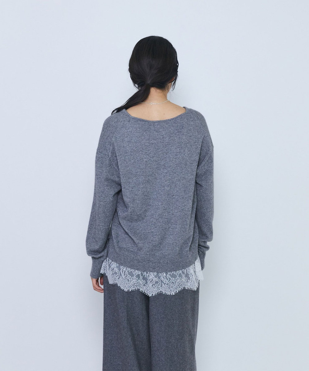 1er Arrondissement へアリータッチレースVネックニット グレー
