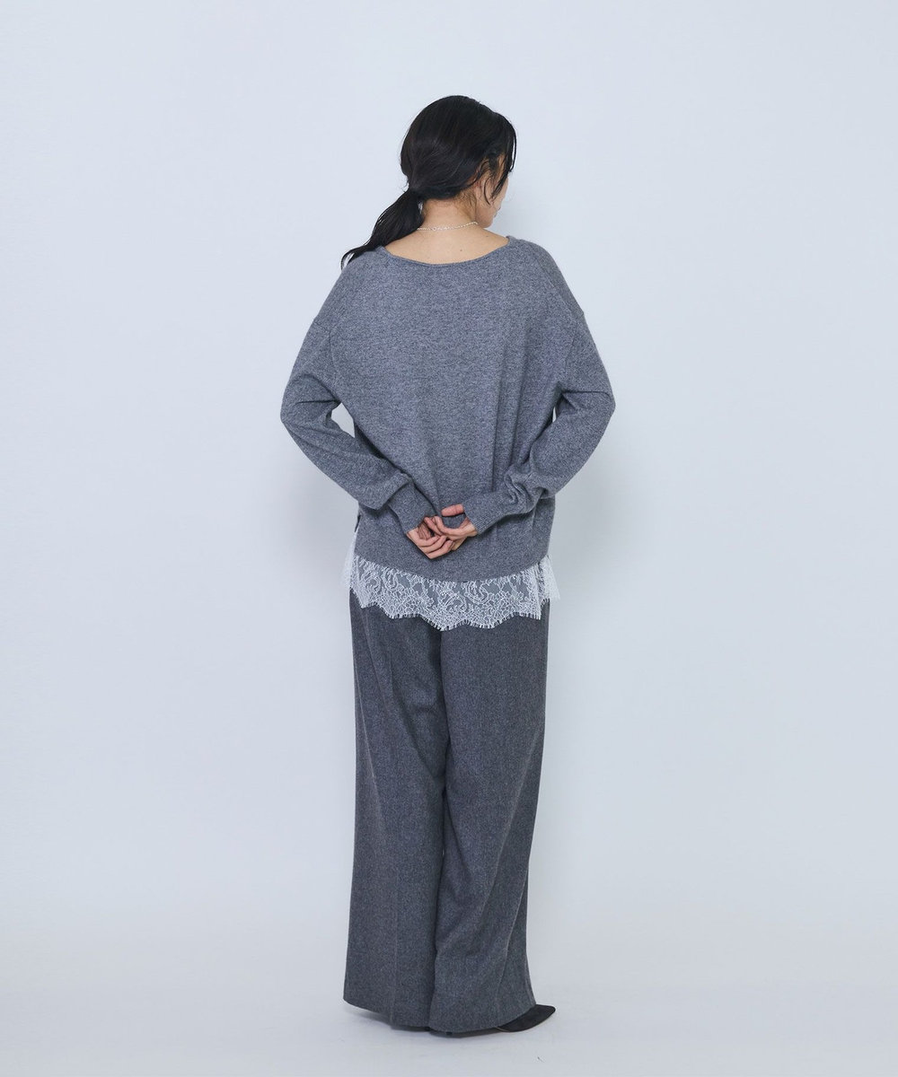 1er Arrondissement へアリータッチレースVネックニット グレー