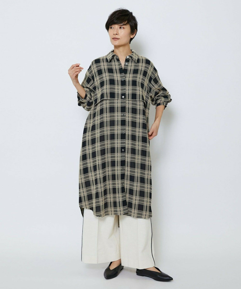 MOGA Collection MOGA Collection ジョーゼットチェックシャツワンピース ブラック