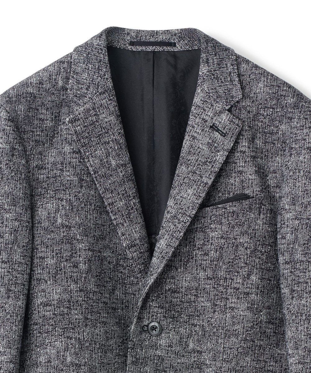 MEN'S BIGI ヒートパフォーマー ツイードプリント ストレッチジャケット［保温/ハイパワー2wayストレッチ］ ブラック