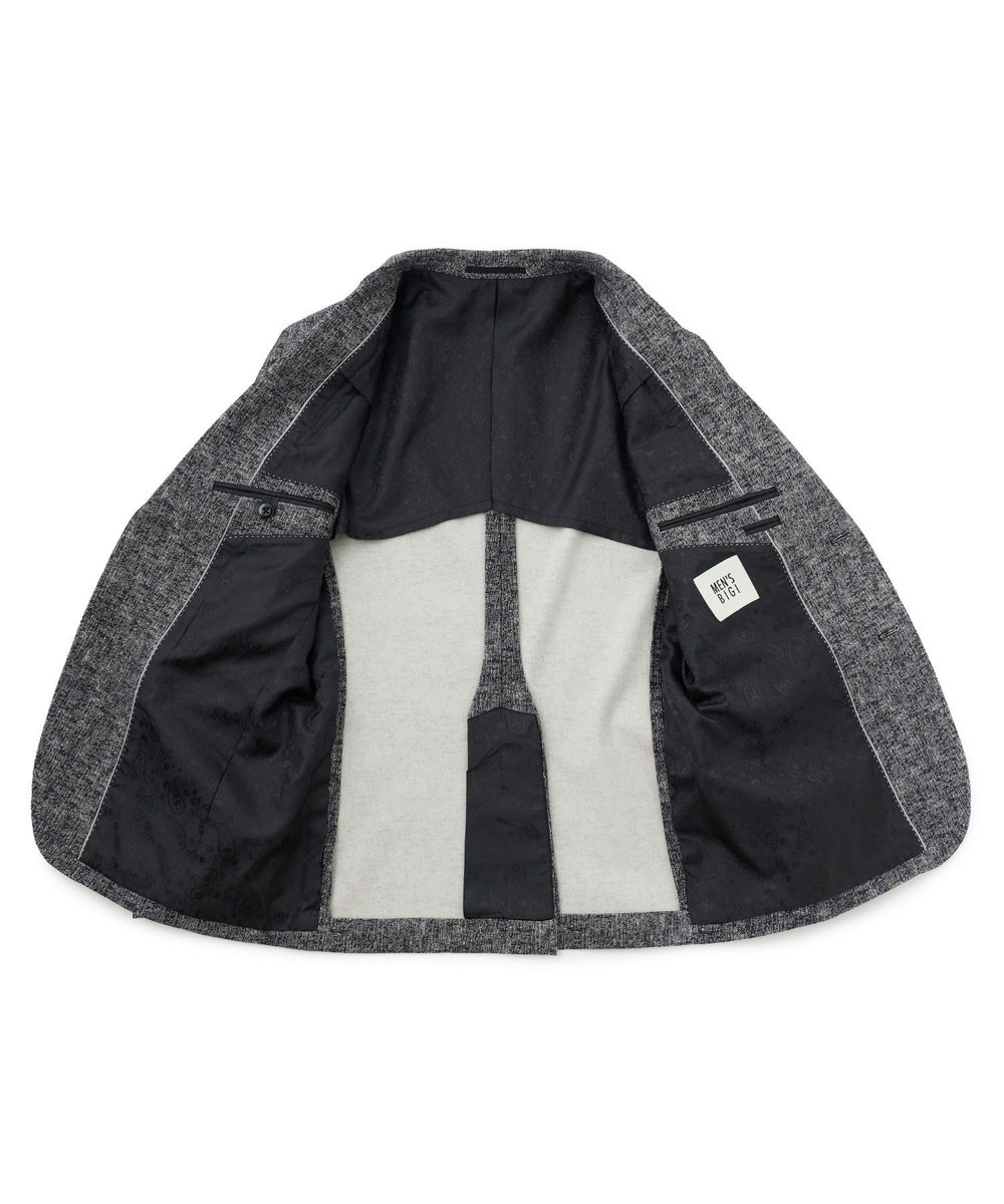 MEN'S BIGI ヒートパフォーマー ツイードプリント ストレッチジャケット［保温/ハイパワー2wayストレッチ］ ブラック